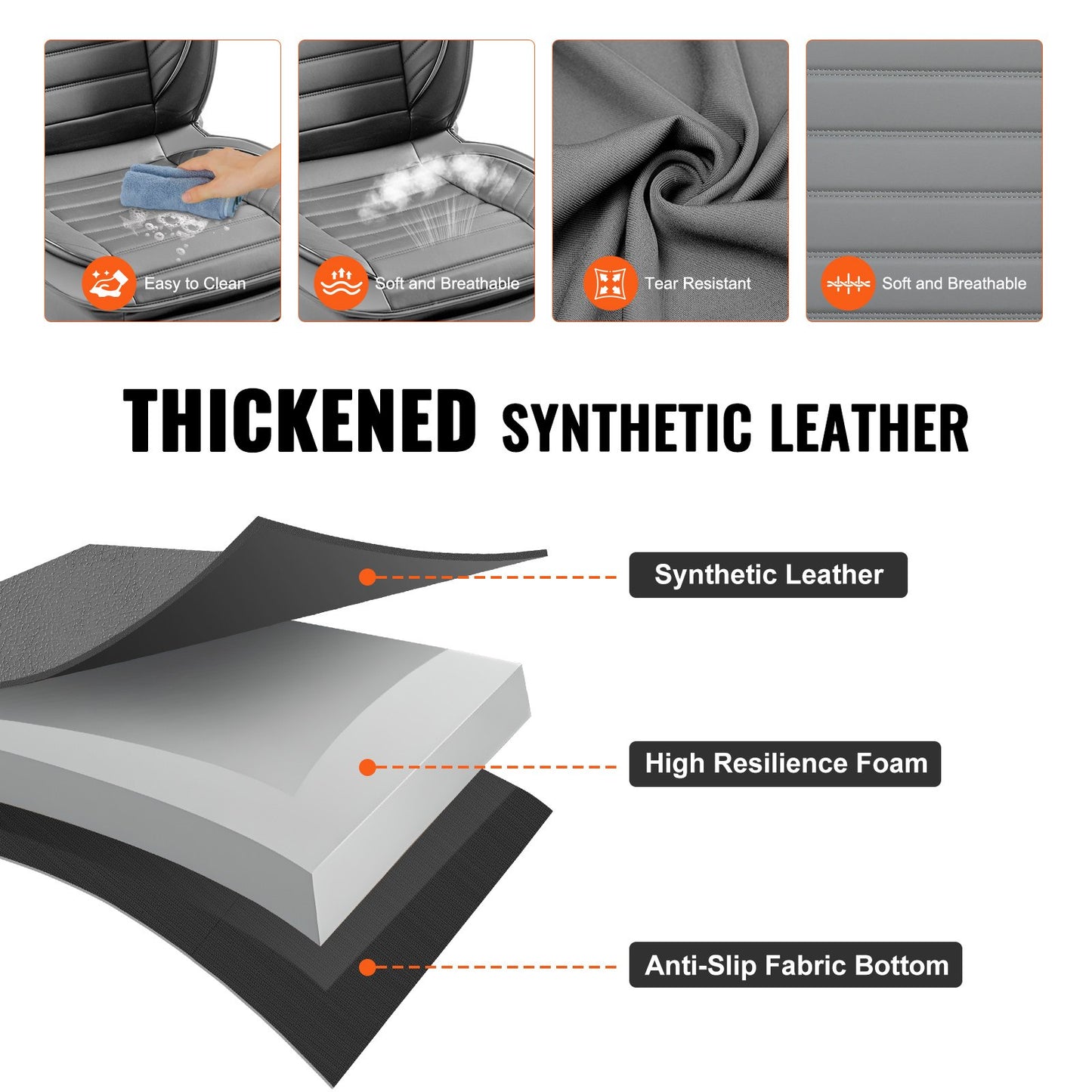 VEVOR Seat Covers, Universal Car Seat Covers Front Seats, 2pcs Faux Leather Seat