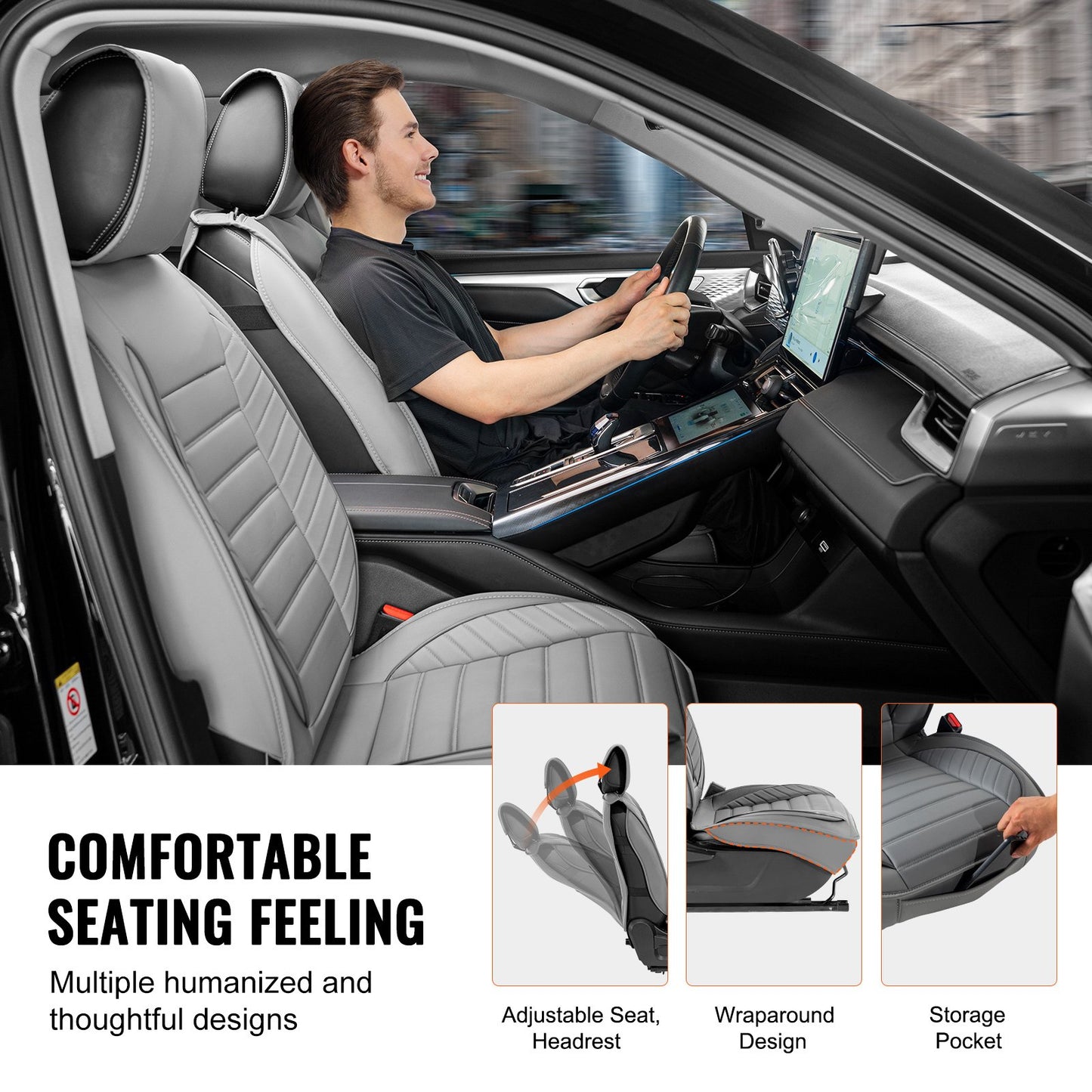 VEVOR Seat Covers, Universal Car Seat Covers Front Seats, 2pcs Faux Leather Seat