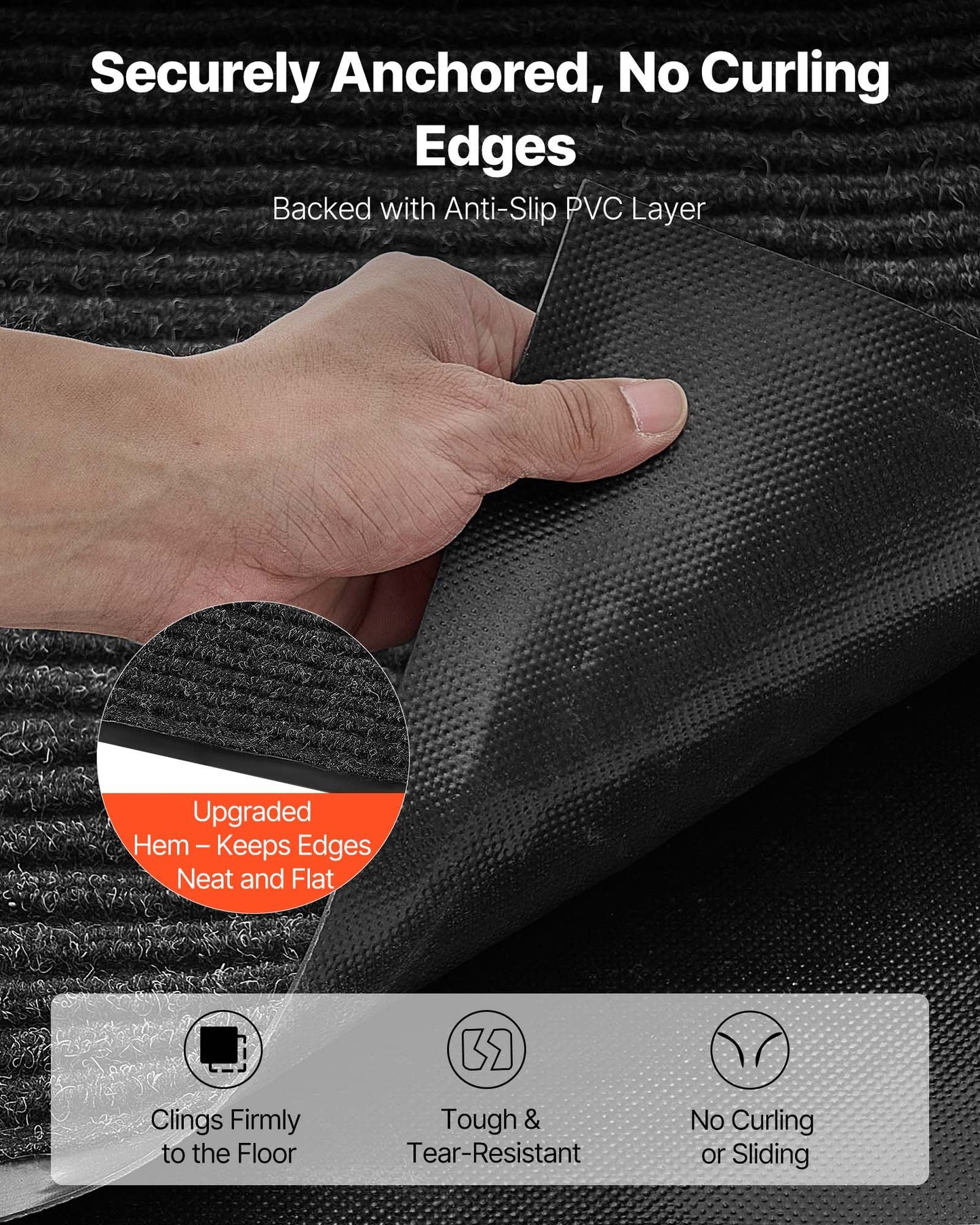 Front Door Mat, 3048 x 914 mm Commercial Floor Mat for Indoor and Outdoor, Stylish Striped Industrial Carpet with PVC Backing, Heavy Duty Washable Entry Rug for Hallway, Balcony, Garage, Grey