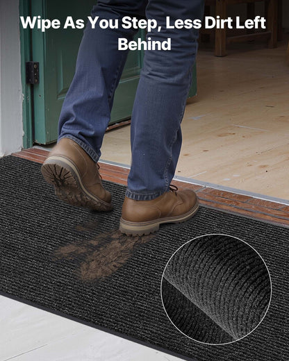 Front Door Mat, 3048 x 914 mm Commercial Floor Mat for Indoor and Outdoor, Stylish Striped Industrial Carpet with PVC Backing, Heavy Duty Washable Entry Rug for Hallway, Balcony, Garage, Grey