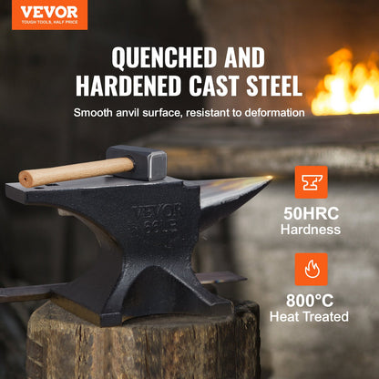 VEVOR Single Horn Anvil, 66Lbs Cast Steel Anvil, High Hardness Rugged Round Horn