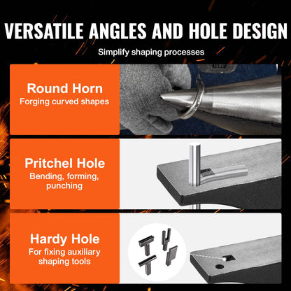 VEVOR Single Horn Anvil, 66Lbs Cast Steel Anvil, High Hardness Rugged Round Horn