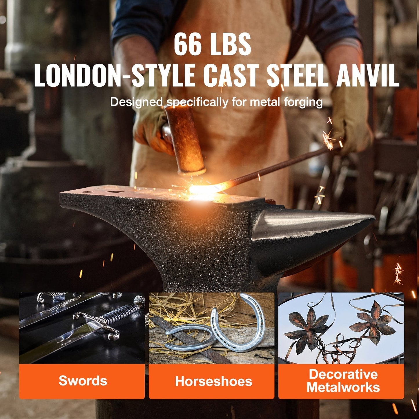 Single Horn Cast Steel Anvil, 30 kg, High Hardness for Metalworking
