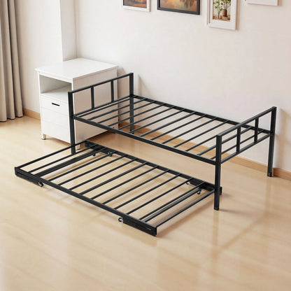 Twin Size Daybed Frame Metal Day Bed with Trundle and Metal Slats