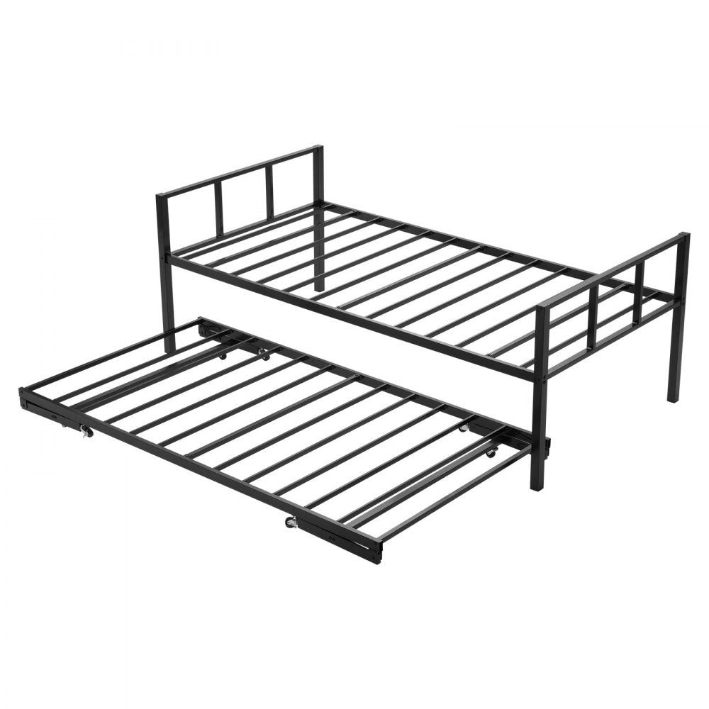 Twin Size Daybed Frame Metal Day Bed with Trundle and Metal Slats