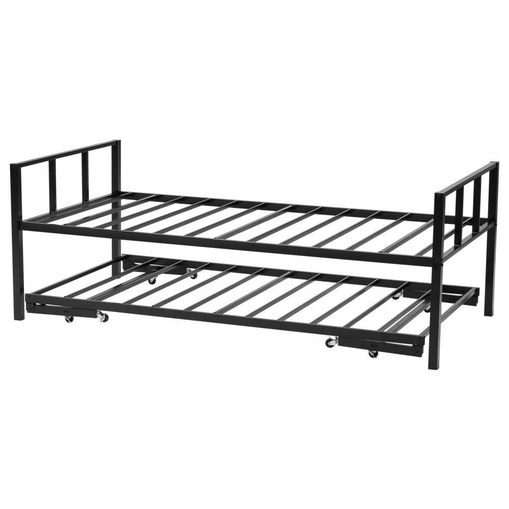 Twin Size Daybed Frame Metal Day Bed with Trundle and Metal Slats