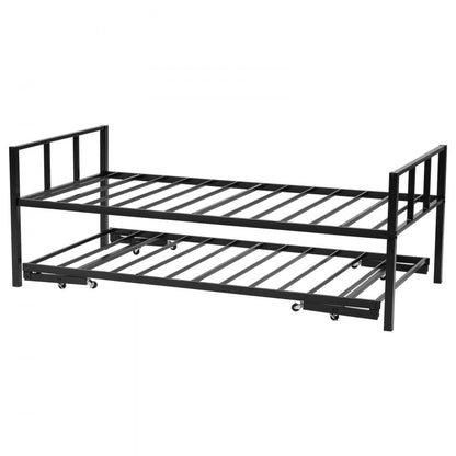 Twin Size Daybed Frame Metal Day Bed with Trundle and Metal Slats