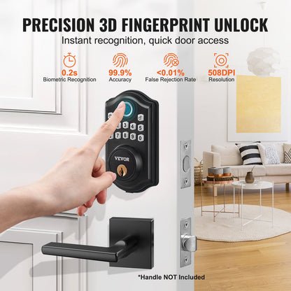 VEVOR Fingerprint Door Lock, Keyless Entry Door Lock with Fingerprint/Keypad Code/Key,