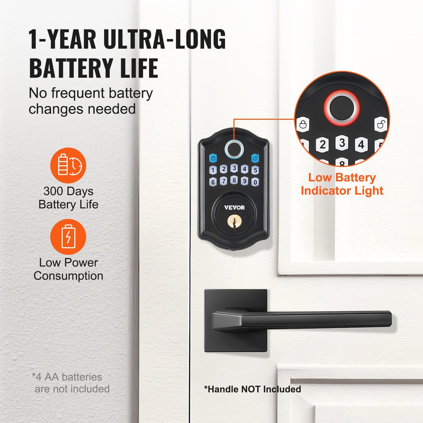 VEVOR Fingerprint Door Lock, Keyless Entry Door Lock with Fingerprint/Keypad Code/Key,