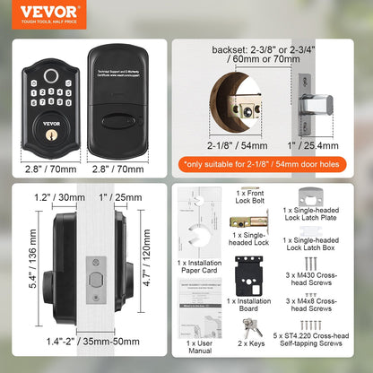 Keyless Fingerprint Door Lock with Keypad, Auto Lock, IP63, 300 Users