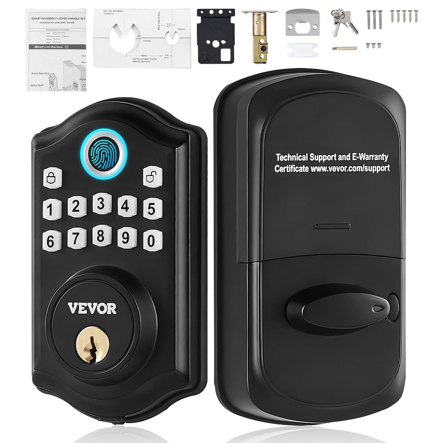 Keyless Fingerprint Door Lock with Keypad, Auto Lock, IP63, 300 Users