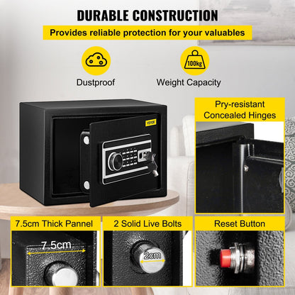 Secure 0.8 Cu. Ft. Fingerprint Safe Box for Valuables, Keys & Digital Keypad