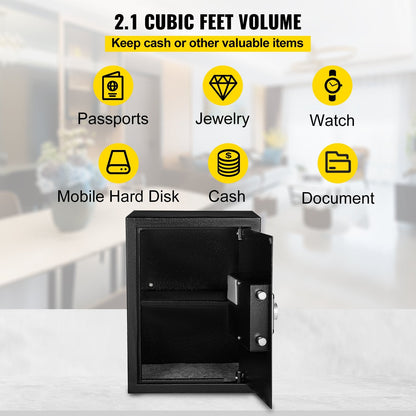 2.1 CU.FT Fingerprint Safe with Digital Keypad & Key Lock for Home & Office