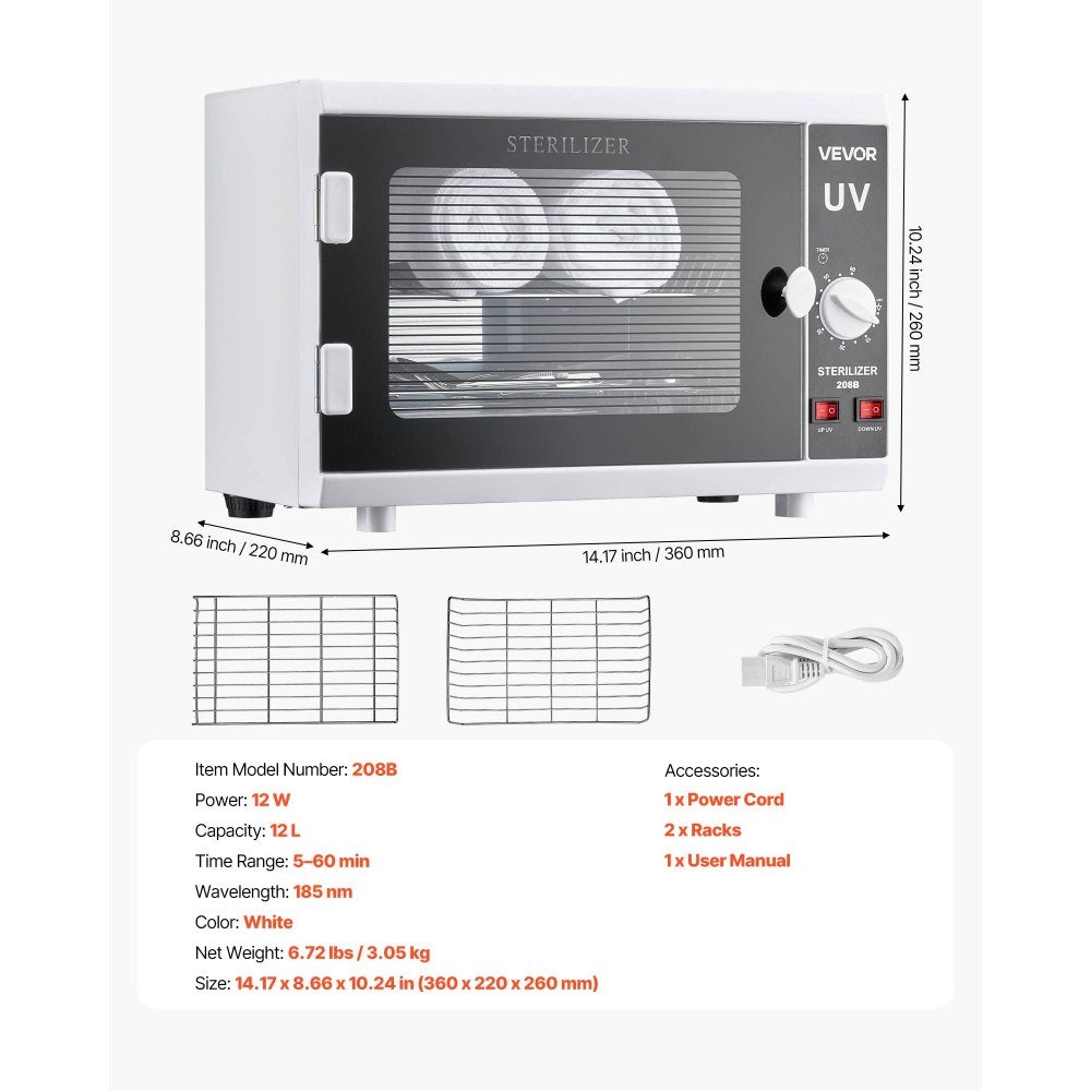 VEVOR Nail Tool Cleaning Machine 12L Large Capacity Knob Control Tool Cleaner