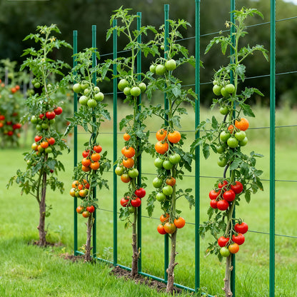 Garden Stakes, 25 Pack, 1800 mm, Plastic Coated Metal Tomato Stakes, Garden Sticks for Plants Support, with Pointed End and Non-Slip Bumps for Growing Climbing Plants, Outdoor Vegetables