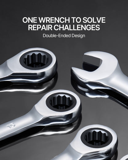 VEVOR Combination Wrench Set 30 PCS SAE 1/4" to 1", Metric 8-24mm Organizer Rack
