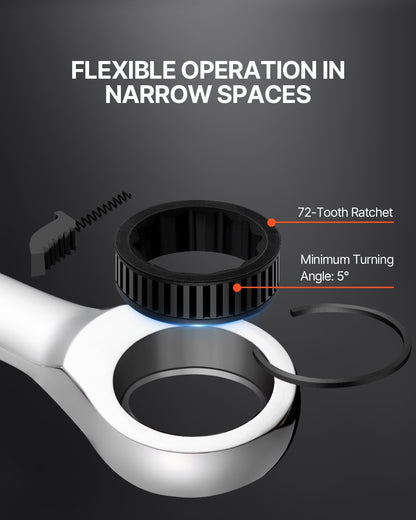 VEVOR Combination Wrench Set 8-Piece Metric 8 mm to 19 mm with Organizer Rack