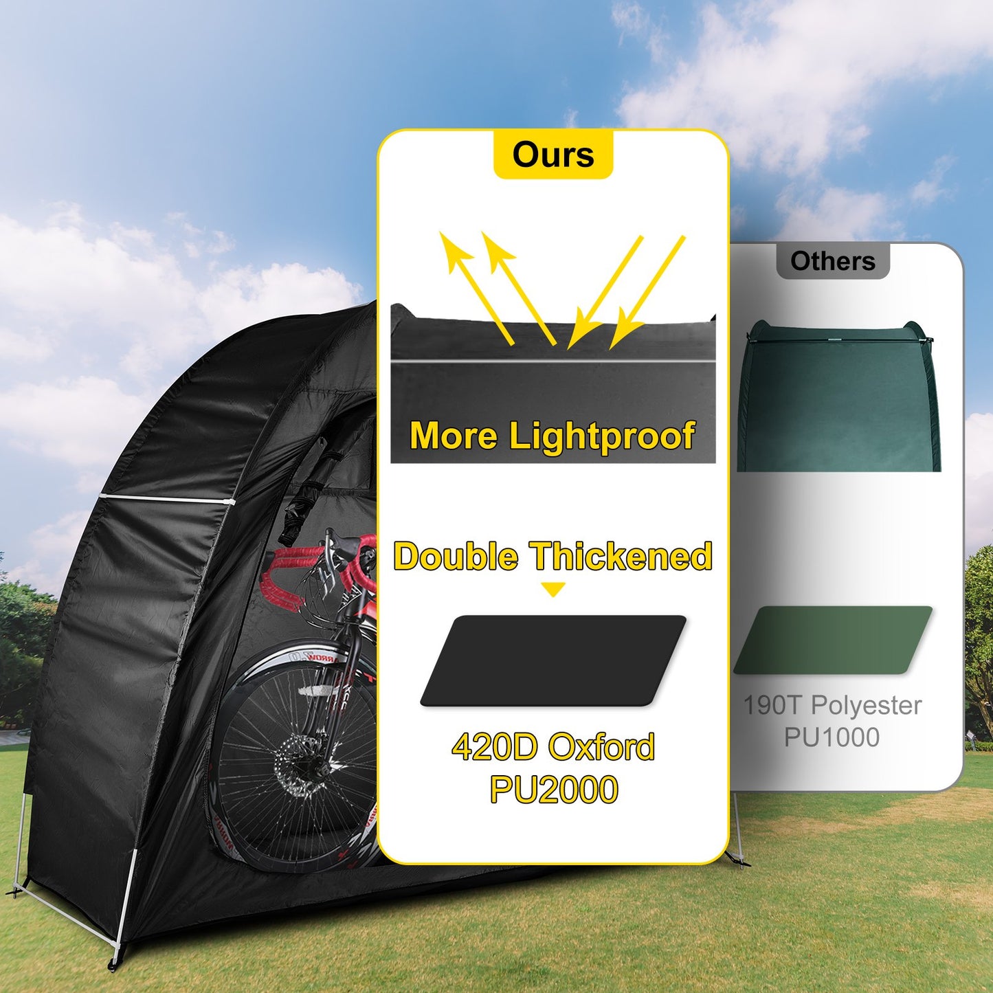 VEVOR Bicycle Storage Tent Bike Storage Cover 210D Waterproof Black w/ Carry Bag