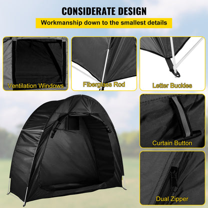 VEVOR Bicycle Storage Tent Bike Storage Cover 210D Waterproof Black w/ Carry Bag