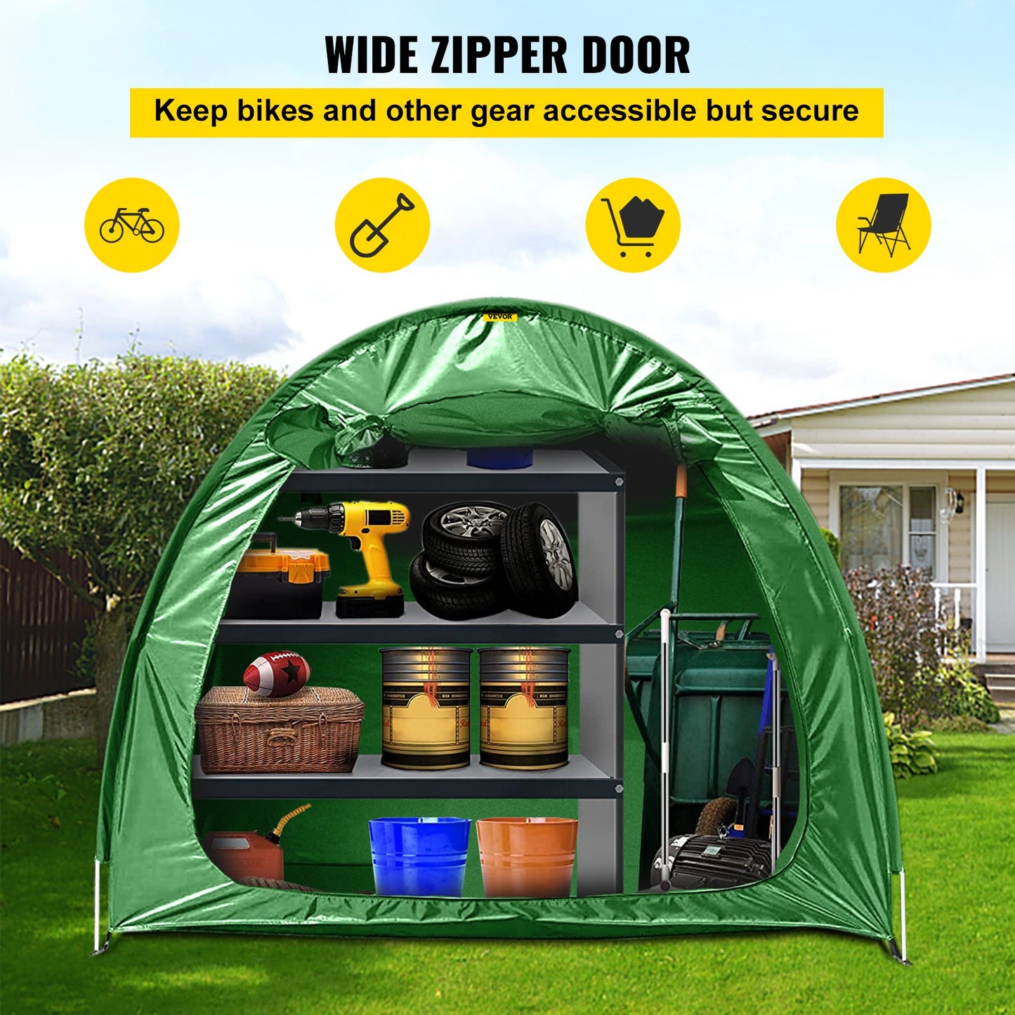 VEVOR Bike Cover Storage Tent, 420D Oxford Fabric Portable for 4 Bikes, Outdoor