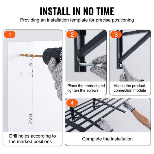 Two 6-by-2-foot garage wall shelves provide heavy-duty storage for tools and equipment