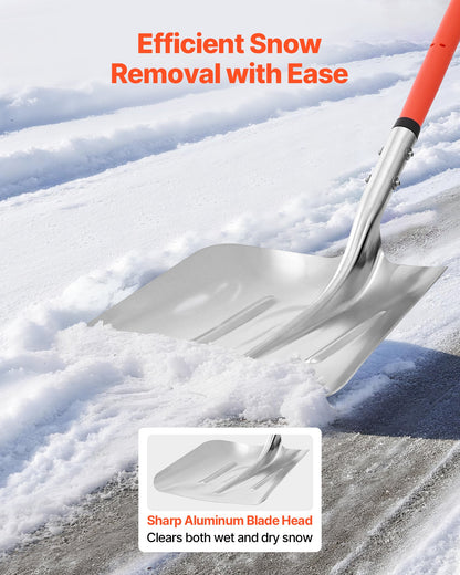 Snow Shovel for Driveway, 35cm Wide Aluminum Alloy Snow Shovel with D-shaped Handles, Large Capacity Snowplow Shovels, Lightweight Snows Removal Tool for Garden Car Camping