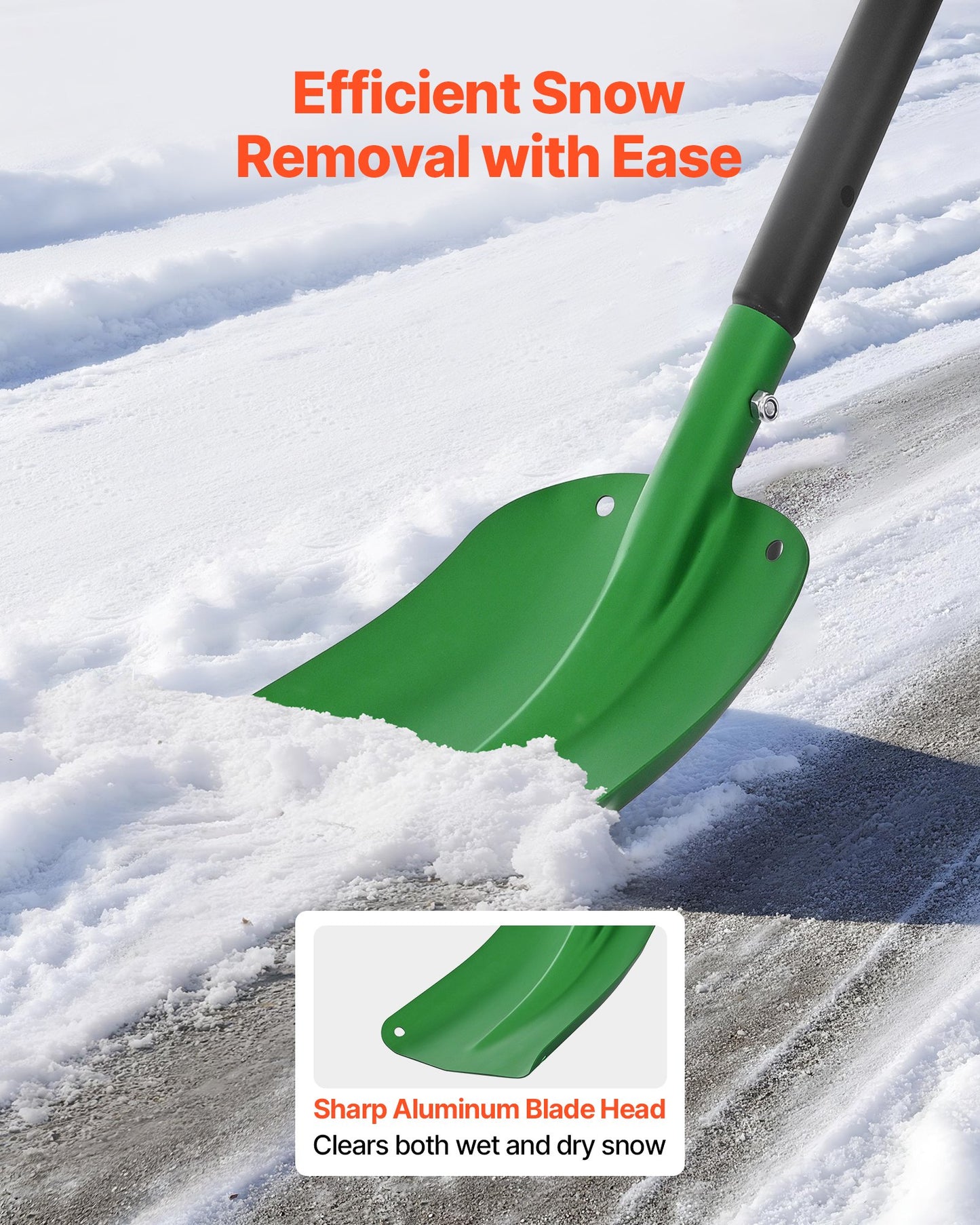 Snow Shovel for Driveway, 21.5cm Wide Aluminum Alloy Snow Shovel with T-shaped Handles, Large Capacity Snowplow Shovels, Portable & Lightweight Snows Removal Tool for Garden Car Camping