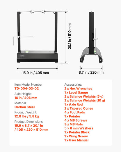 Motorcycle Wheel Balancer, 40 kg Capacity, Tire Balancer & Truing Stand with Adjustable Centering Cones and Truing Pointer, Balancing Tools for Most Motorcycles & Bicycles, 813 mm Wheel Dia