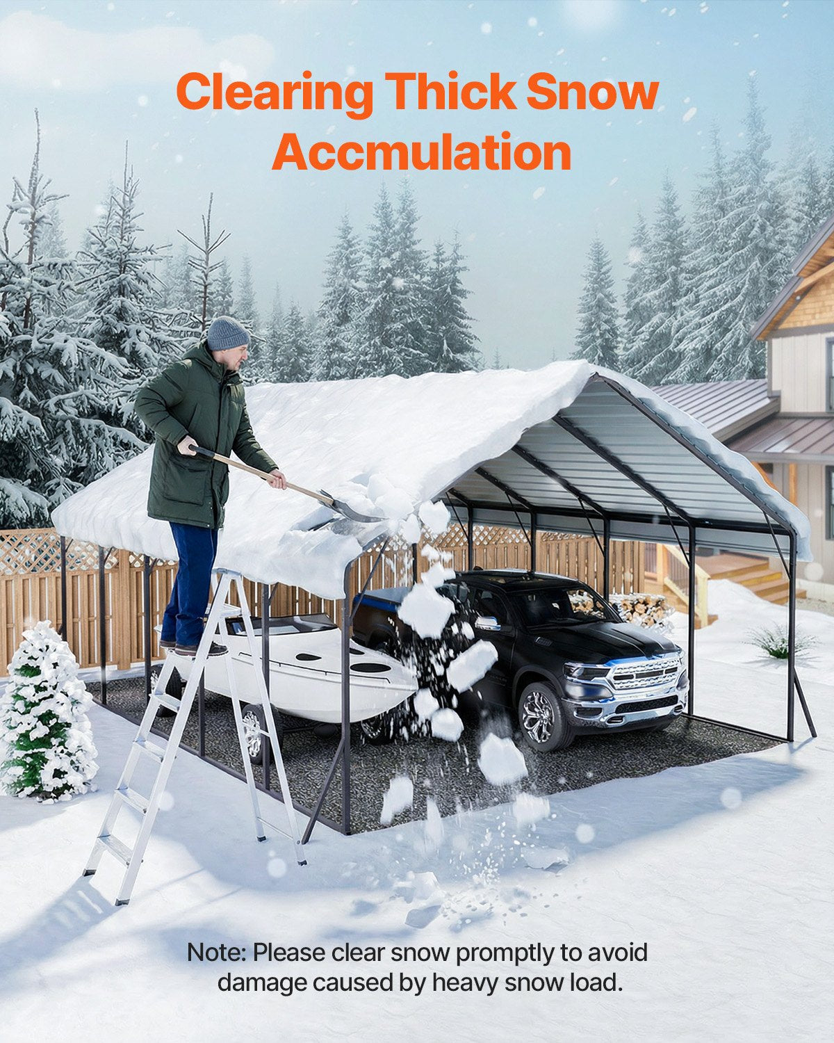 Heavy Duty Metal Carport, 5.8 x 6 x 3.77 m Outdoor Carport with Sturdy Frame & Roof, Car Garage Shade with Removable Sidewalls, Multi-Use Car Shelter for Pickup, Boat, Trucks & Tractors
