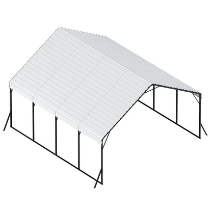 Heavy Duty Metal Carport, 5.8 x 6 x 3.77 m Outdoor Carport with Sturdy Frame & Roof, Car Garage Shade with Removable Sidewalls, Multi-Use Car Shelter for Pickup, Boat, Trucks & Tractors