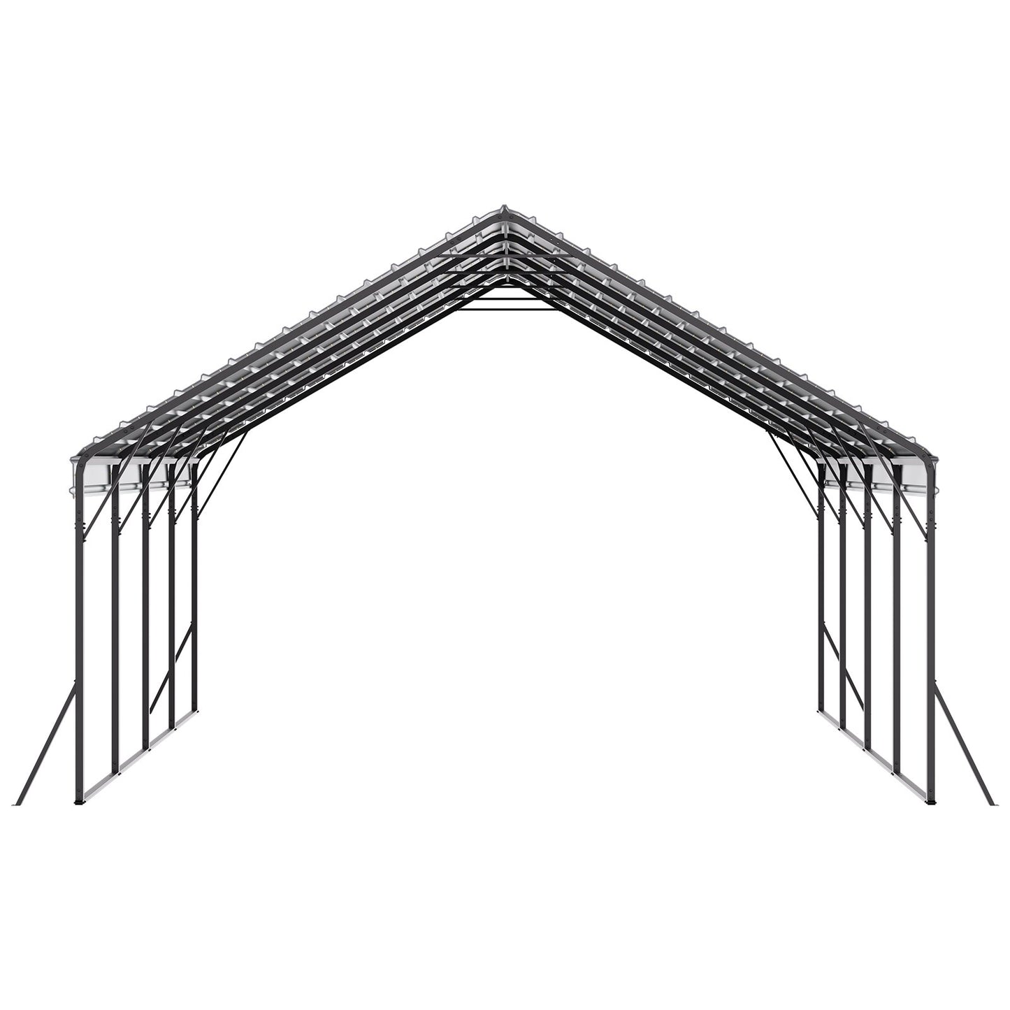 Heavy Duty Metal Carport, 5.8 x 6 x 3.77 m Outdoor Carport with Sturdy Frame & Roof, Car Garage Shade with Removable Sidewalls, Multi-Use Car Shelter for Pickup, Boat, Trucks & Tractors