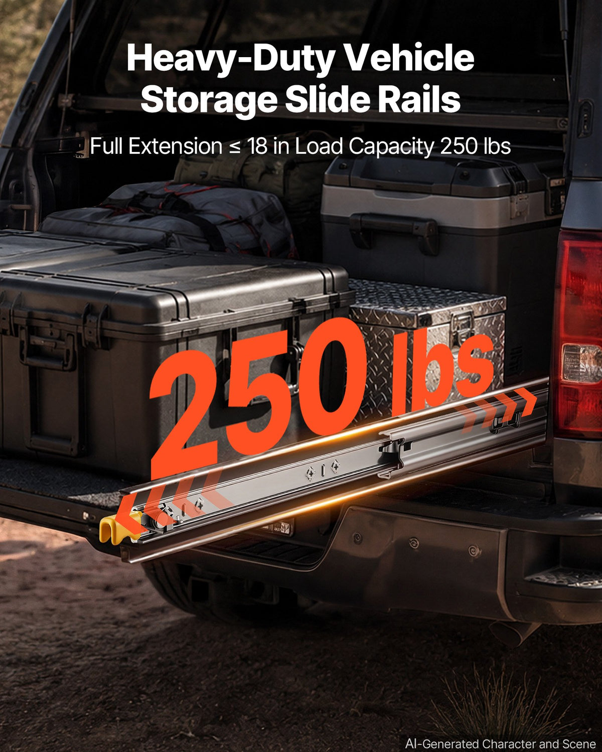 Heavy Duty Drawer Slides, 55 cm 113.4 kg with Lock Side Mount Rails, for Cabinets, Kitchen, Workbench, RV, 3-Fold Full Extension Ball Bearing Rails, Carbon Steel, with Screws & Nuts, 1 Pair