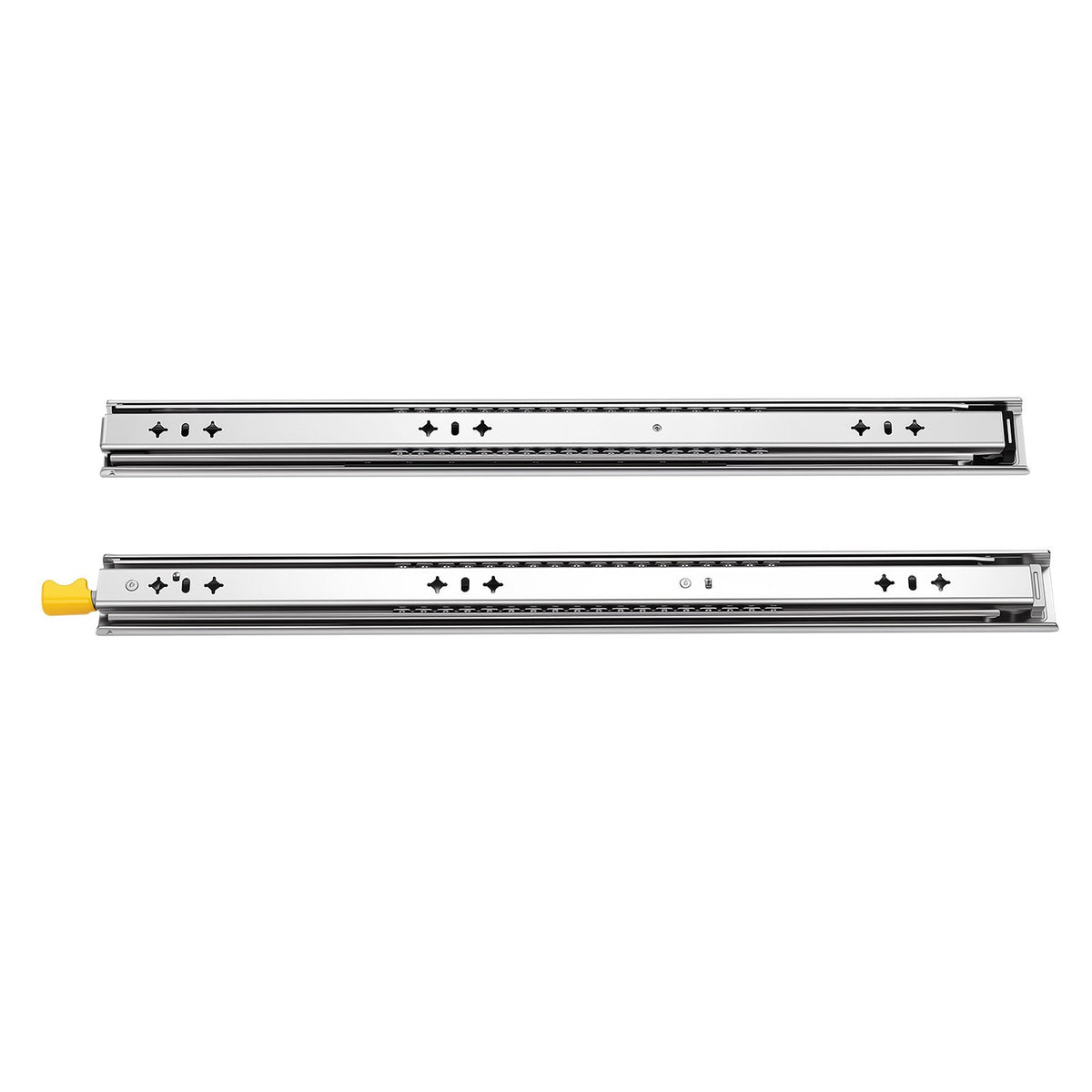 Heavy Duty Drawer Slides, 55 cm 113.4 kg with Lock Side Mount Rails, for Cabinets, Kitchen, Workbench, RV, 3-Fold Full Extension Ball Bearing Rails, Carbon Steel, with Screws & Nuts, 1 Pair