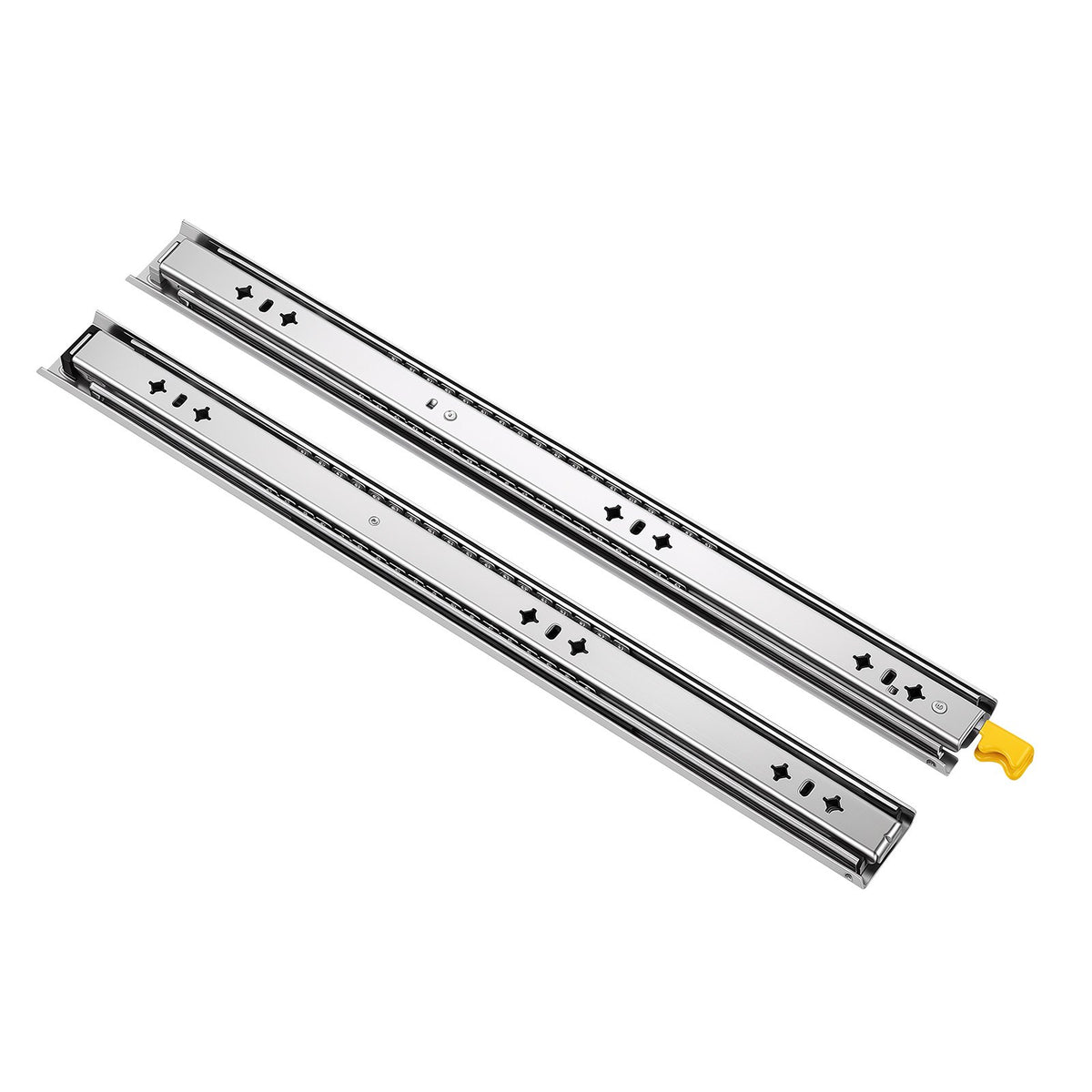 Heavy Duty Drawer Slides, 55 cm 113.4 kg with Lock Side Mount Rails, for Cabinets, Kitchen, Workbench, RV, 3-Fold Full Extension Ball Bearing Rails, Carbon Steel, with Screws & Nuts, 1 Pair