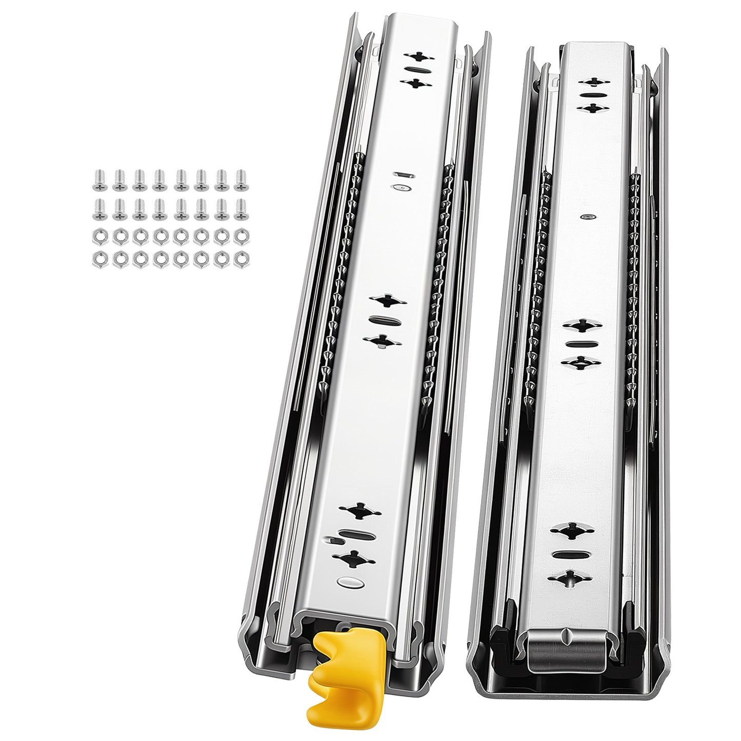 Heavy Duty Drawer Slides, 55 cm 113.4 kg with Lock Side Mount Rails, for Cabinets, Kitchen, Workbench, RV, 3-Fold Full Extension Ball Bearing Rails, Carbon Steel, with Screws & Nuts, 1 Pair