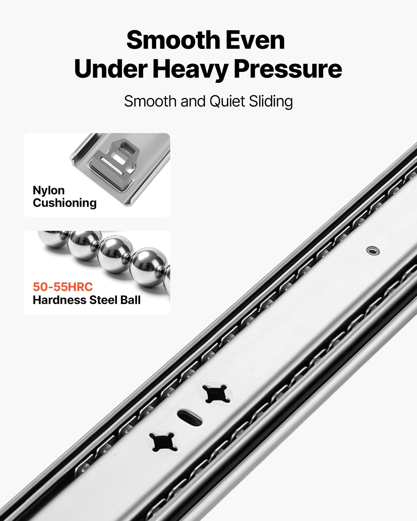 Heavy Duty Drawer Slides, 100 cm 113 kg with Lock Side Mount Rails, for Cabinets, Kitchen, Workbench, RV, 3-Fold Full Extension Ball Bearing Rails, Carbon Steel, with Screws & Nuts, 1 Pair