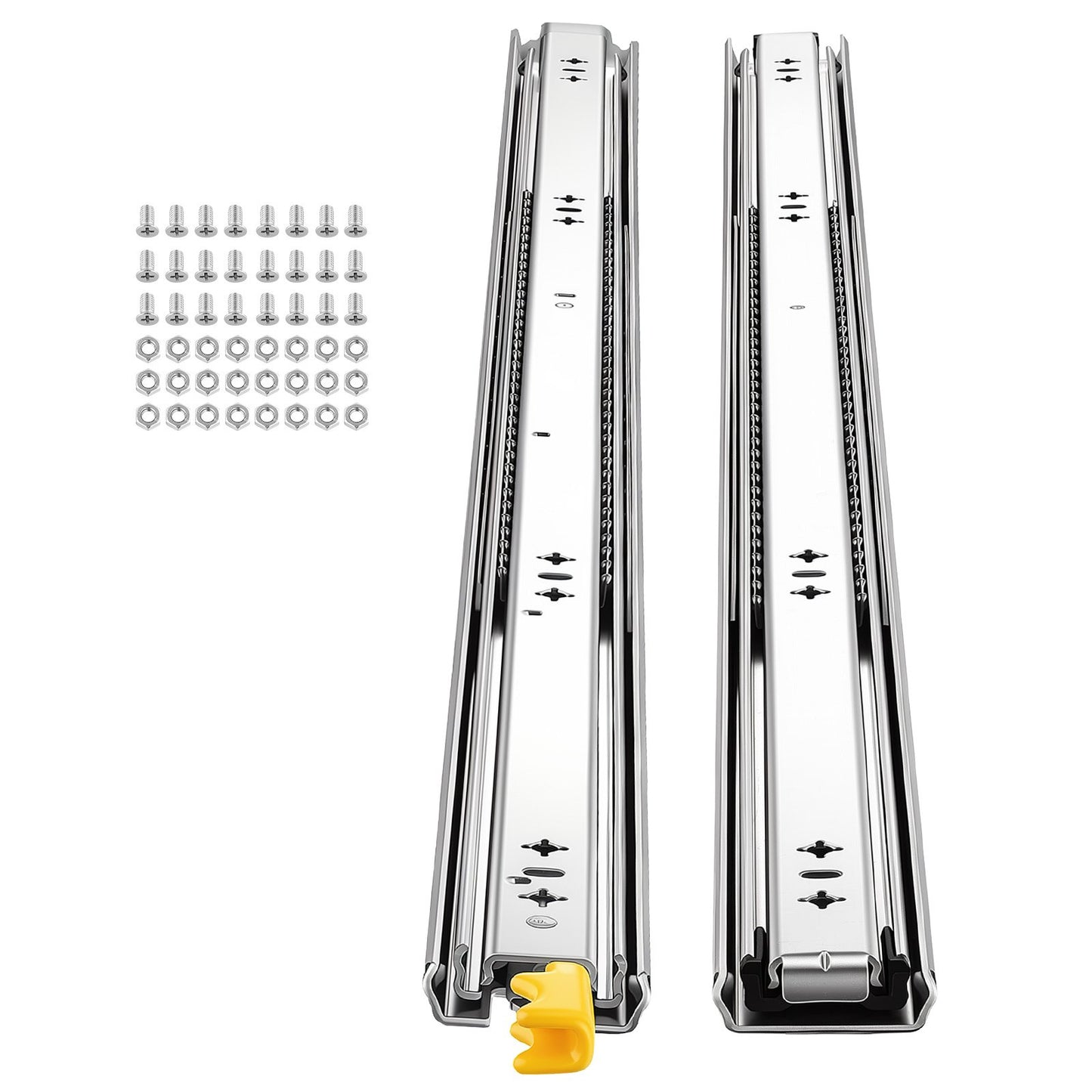 Heavy Duty Drawer Slides, 100 cm 113 kg with Lock Side Mount Rails, for Cabinets, Kitchen, Workbench, RV, 3-Fold Full Extension Ball Bearing Rails, Carbon Steel, with Screws & Nuts, 1 Pair