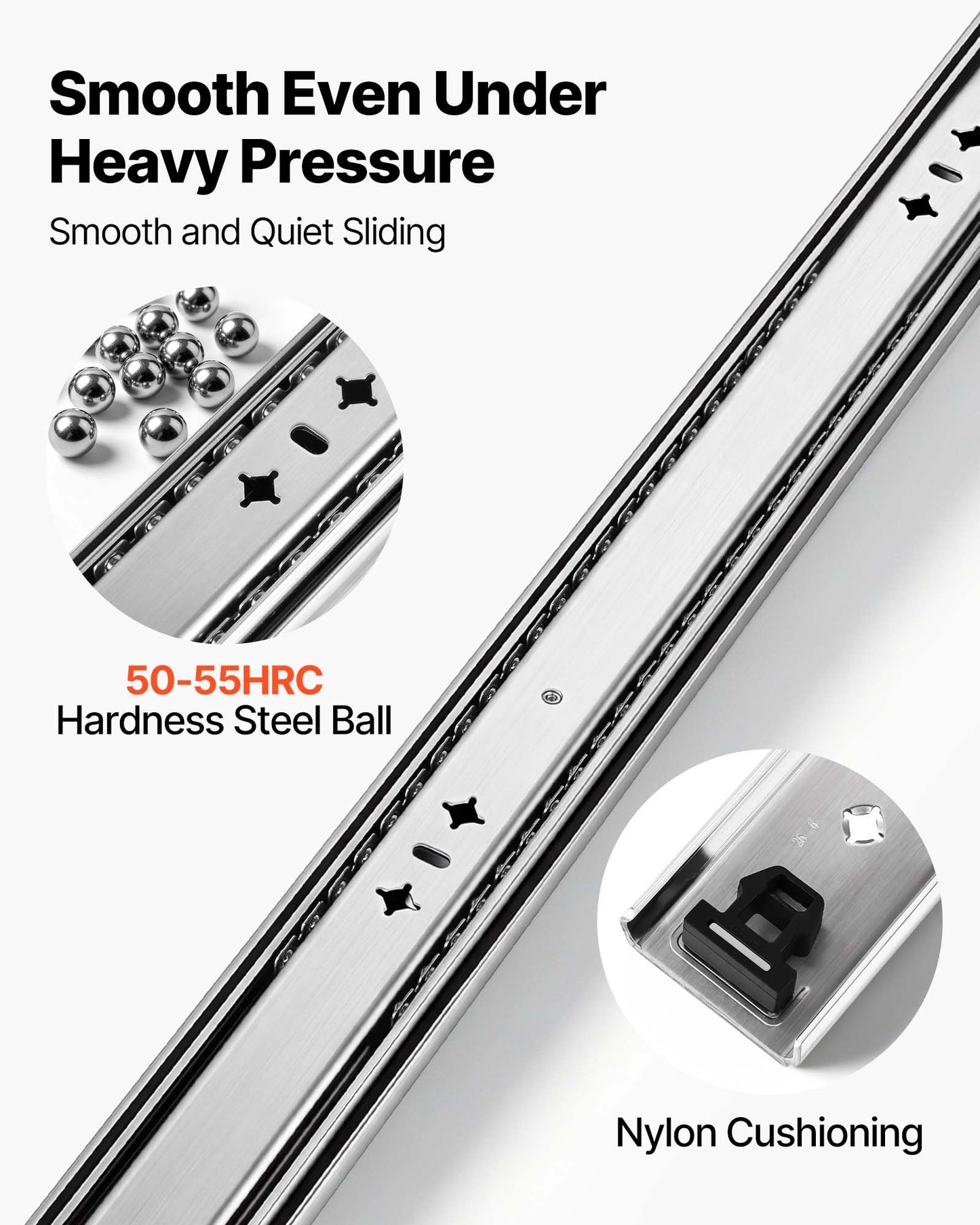 Heavy Duty Drawer Slides, 90 cm 120.2 kg Load Side Mount Rails, for Cabinets, Kitchen, Workbench, RV, 3-Fold Full Extension Ball Bearing Rails, Carbon Steel, with Screws & Nuts, 1 Pair