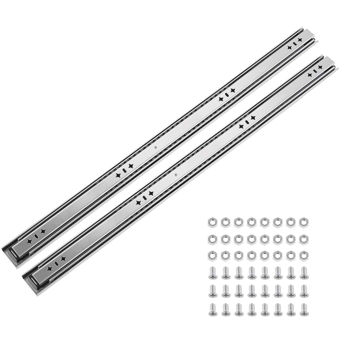 Heavy Duty Drawer Slides, 90 cm 120.2 kg Load Side Mount Rails, for Cabinets, Kitchen, Workbench, RV, 3-Fold Full Extension Ball Bearing Rails, Carbon Steel, with Screws & Nuts, 1 Pair