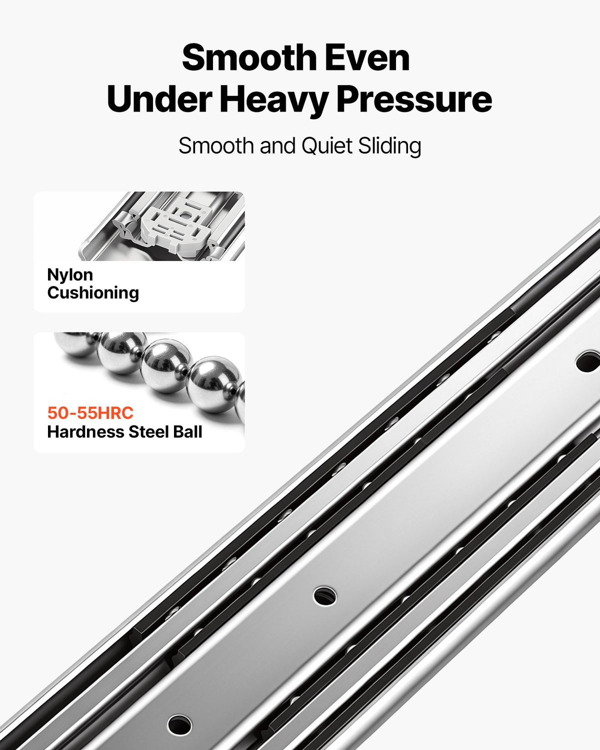 Heavy Duty Drawer Slides, 40.6 cm 226.8 kg with Lock Side Mount Rails, for Cabinets, Kitchen, Workbench, RV, 3-Fold Full Extension Ball Bearing Rails, Carbon Steel, with Screws & Nuts, 1 Pair