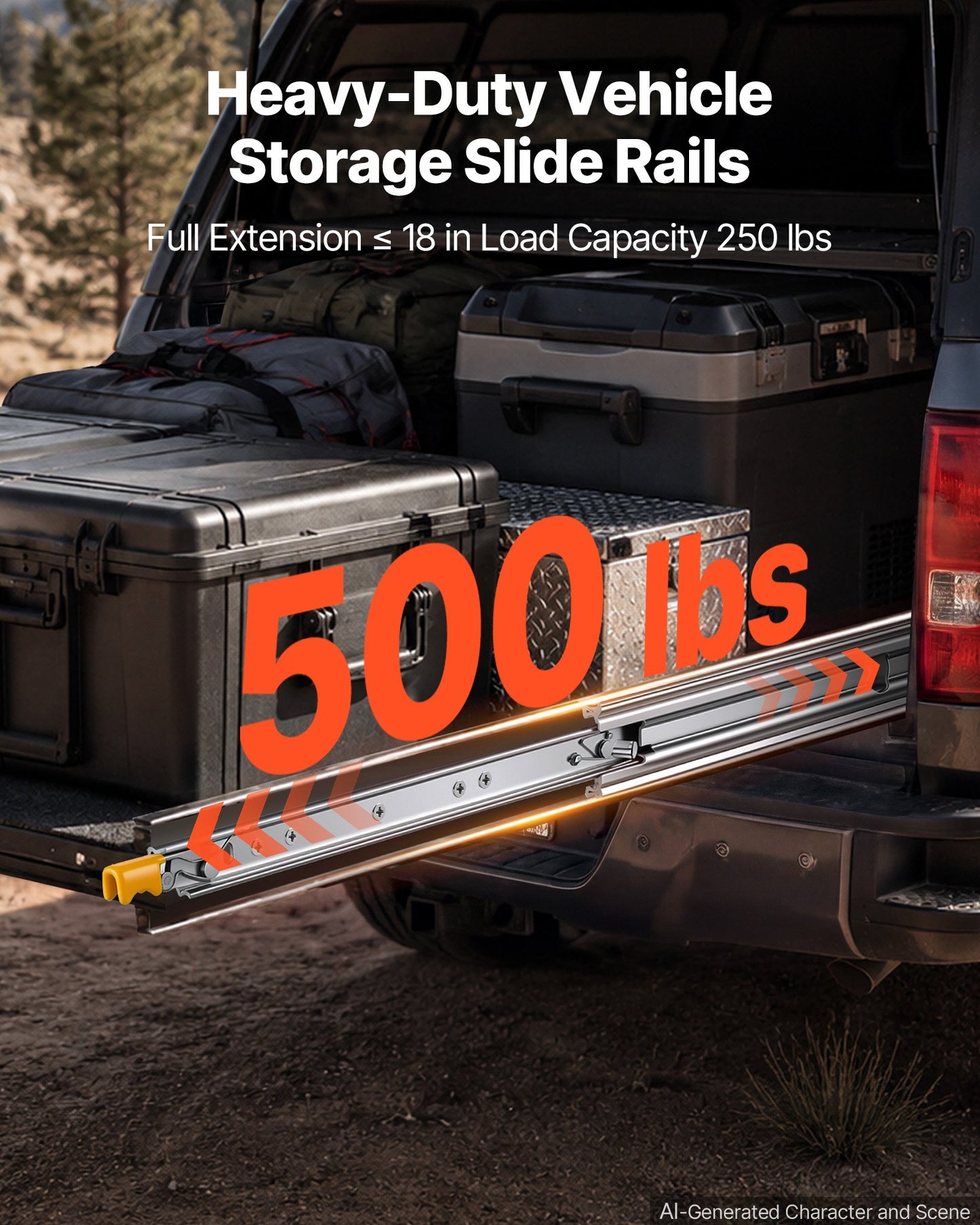 Heavy Duty Drawer Slides, 66 cm 226.8 kg with Lock Side Mount Rails, for Cabinets, Kitchen, Workbench, RV, 3-Fold Full Extension Ball Bearing Rails, Carbon Steel, with Screws & Nuts, 1 Pair