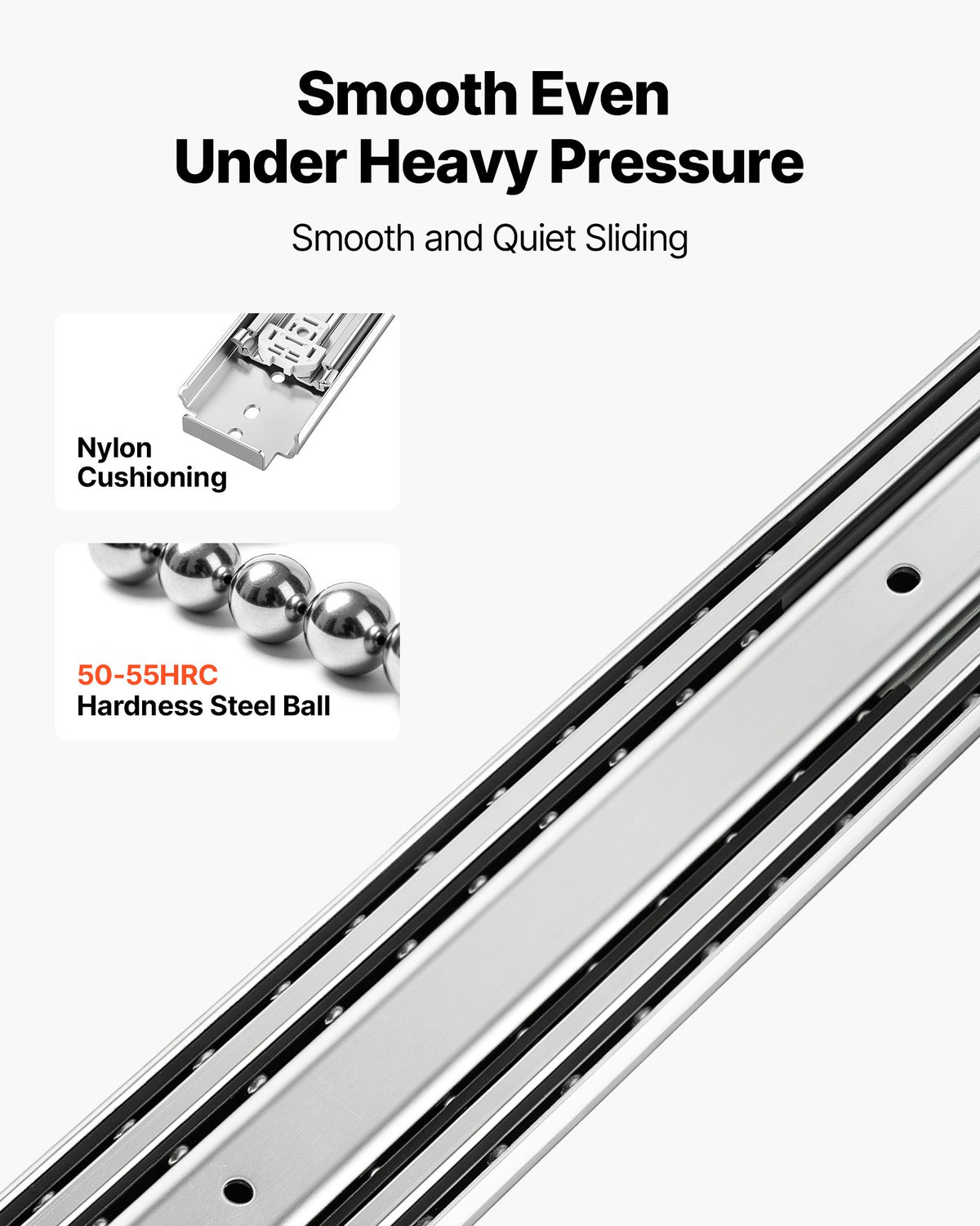Heavy Duty Drawer Slides, 66 cm 226.8 kg with Lock Side Mount Rails, for Cabinets, Kitchen, Workbench, RV, 3-Fold Full Extension Ball Bearing Rails, Carbon Steel, with Screws & Nuts, 1 Pair