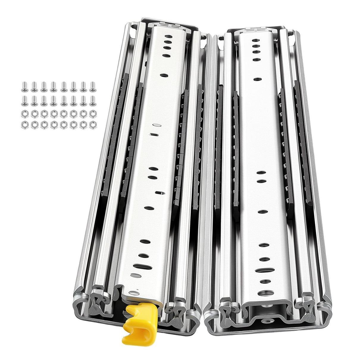 Heavy Duty Drawer Slides, 66 cm 226.8 kg with Lock Side Mount Rails, for Cabinets, Kitchen, Workbench, RV, 3-Fold Full Extension Ball Bearing Rails, Carbon Steel, with Screws & Nuts, 1 Pair