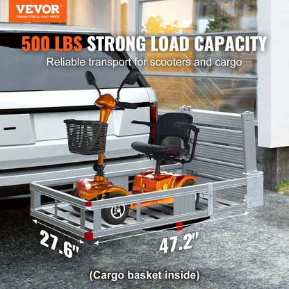 Hitch Mount Wheelchair & Scooter Carrier with Ramp, 227 kg Capacity, Aluminum