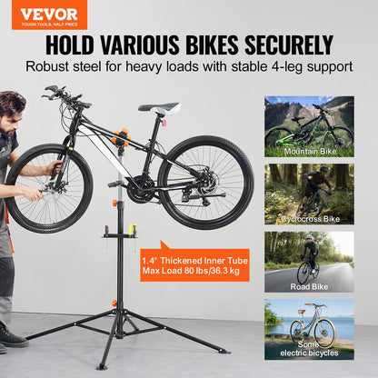 VEVOR Bike Repair Stand, 36.3 kg Heavy-duty Steel Bicycle Repair Stand, Adjustable