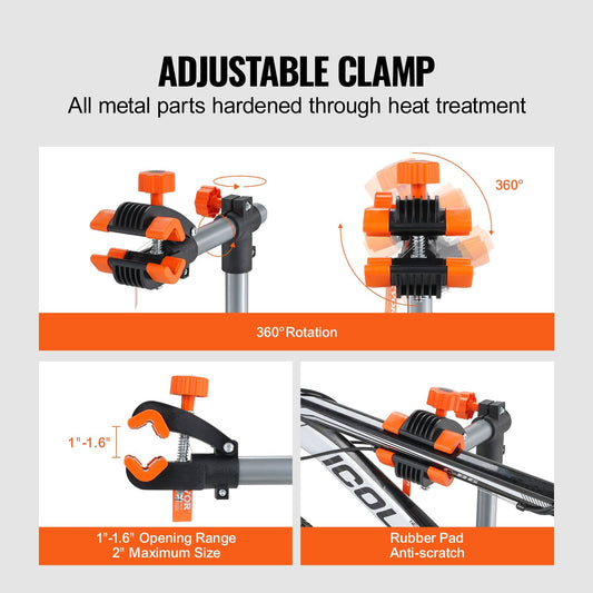 Heavy-Duty Adjustable Bike Repair Stand with Magnetic Tool Tray, 36.3 kg Capacity