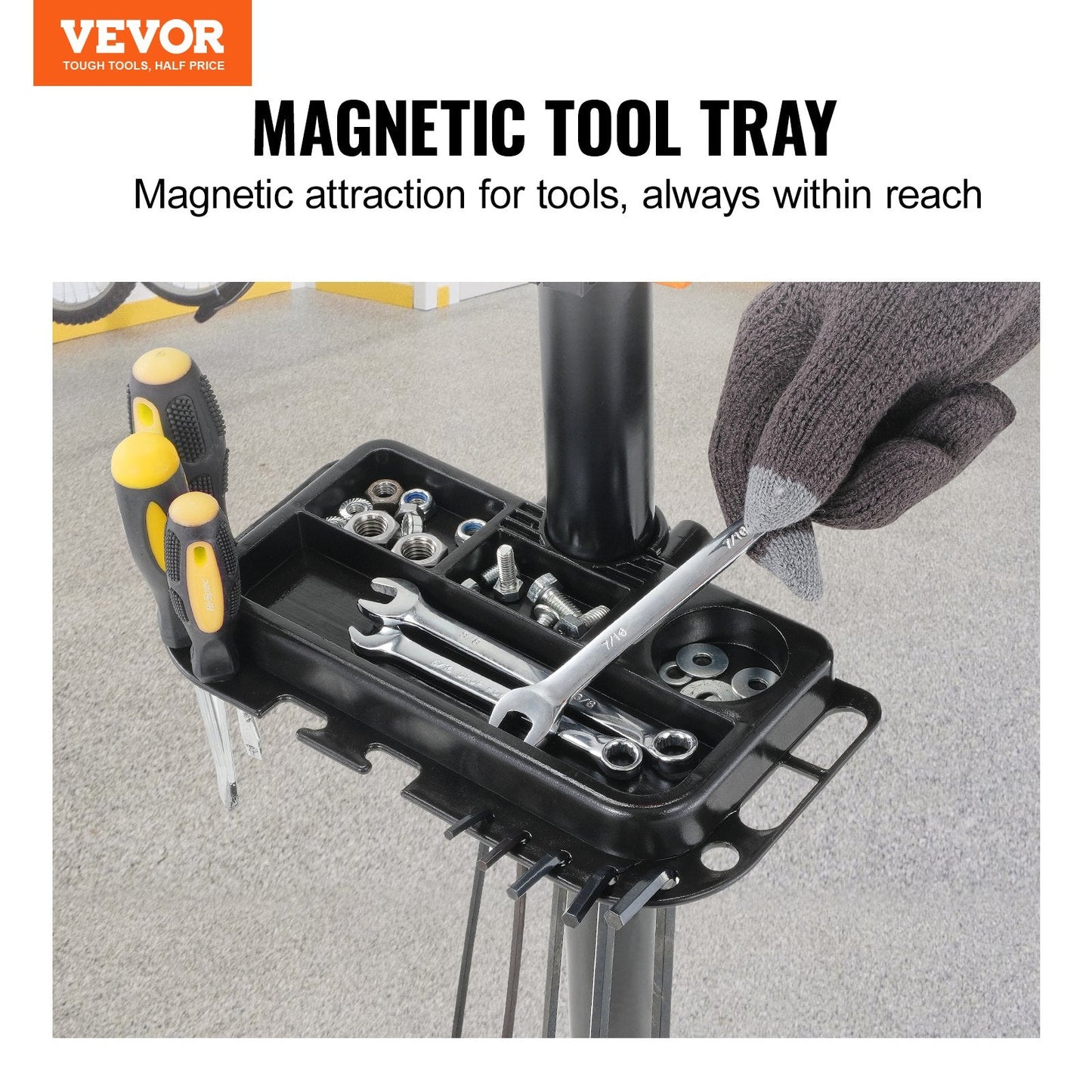 Heavy-Duty Adjustable Bike Repair Stand with Magnetic Tool Tray, 36.3 kg Capacity