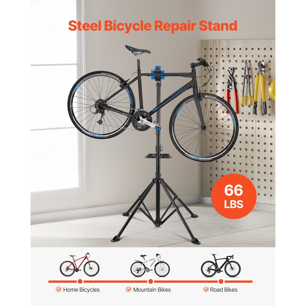 VEVOR Bike Repair Stand 29.9 kg Adjustable Bicycle Maintenance Rack with Tray