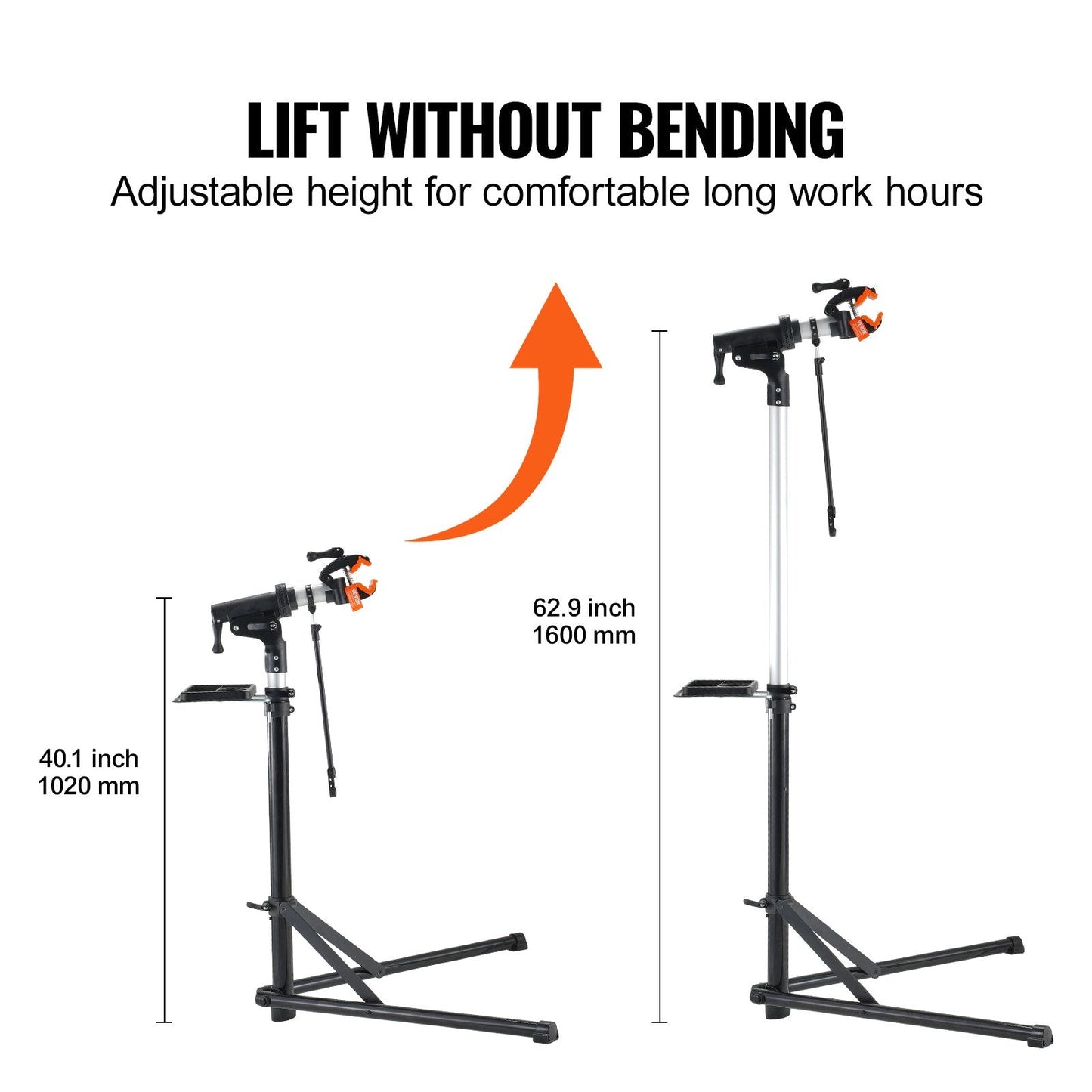 Adjustable Bike Repair Stand with 360° Rotating Clamp and Tool Tray, 30 kg Capacity