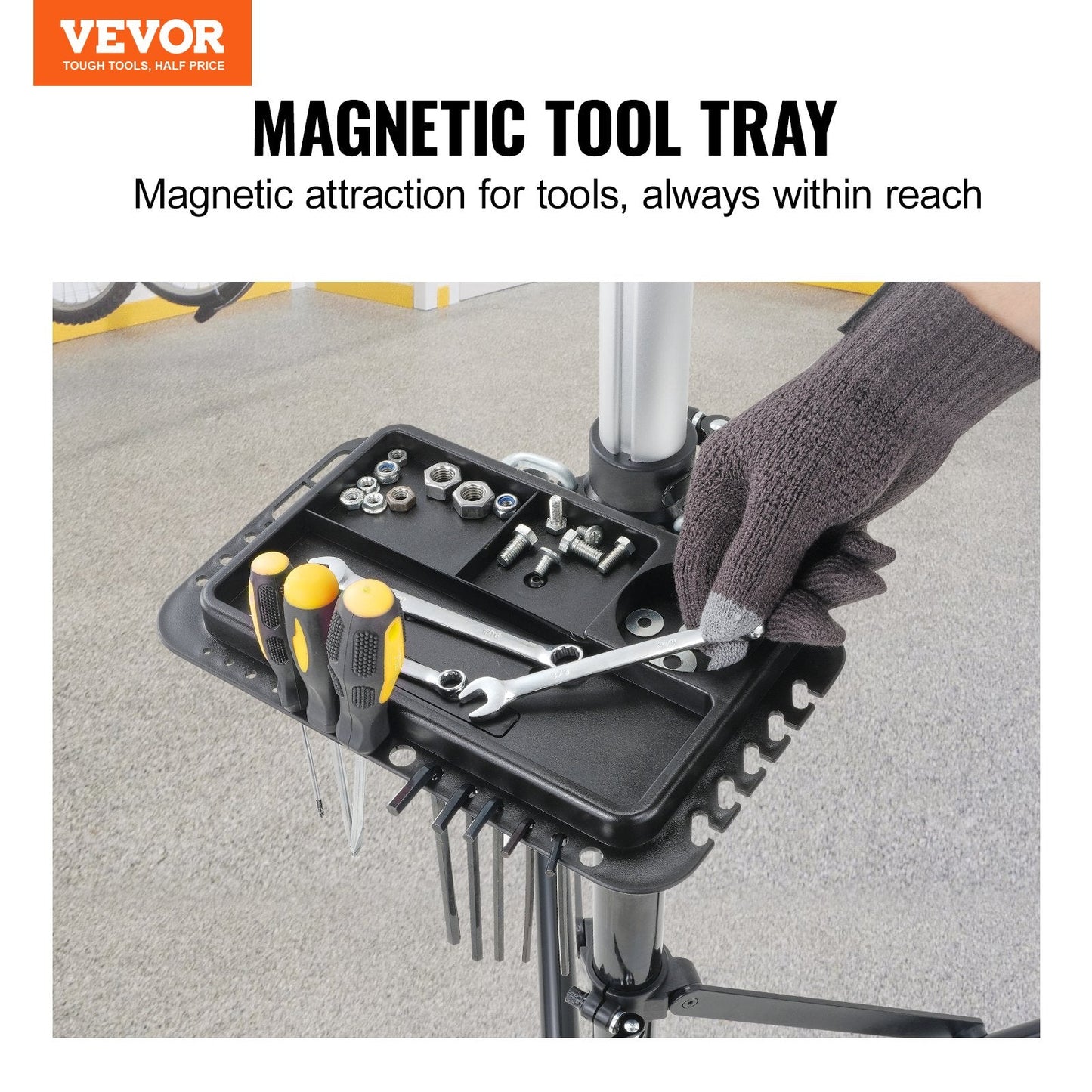 Adjustable Bike Repair Stand with 360° Rotating Clamp and Tool Tray, 30 kg Capacity